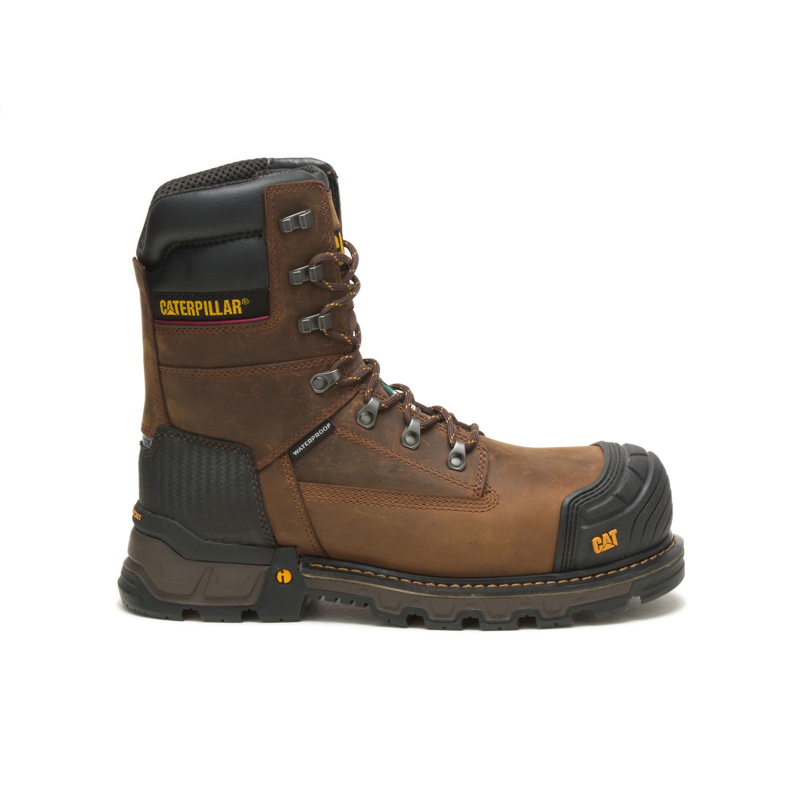 Caterpillar Boots South Africa - Cat Men's Excavator Xl 8" Wp Tx Ct Csa Work Boots Dark Brown OR3872146